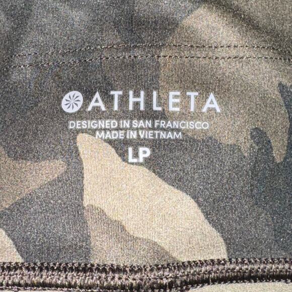 Athleta Run Free Camo 7/8 Tight Womens Size LP Petite Green High Rise Zip Pocket - Picture 7 of 8